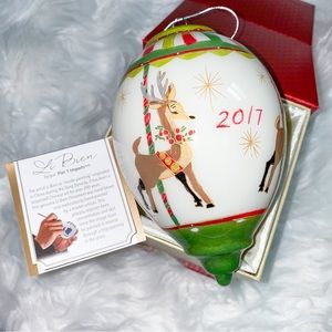 Pier 1 Li Bien Reindeer Carousel Glass Ornament 2017